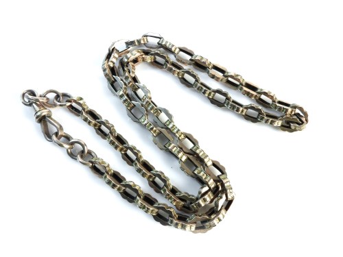 Lot 27 - A gold hollow fancy trace watch chain