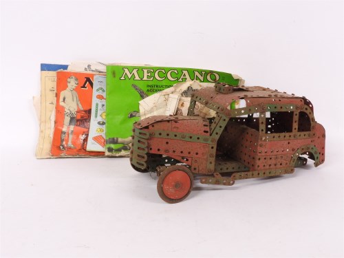 Lot 325 - A partially built vintage Meccano car and accessories