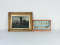Lot 512 - LANDSCAPE SCENE
Oil on board
unsigned
24cm x 35cm
together with a case of butterflies