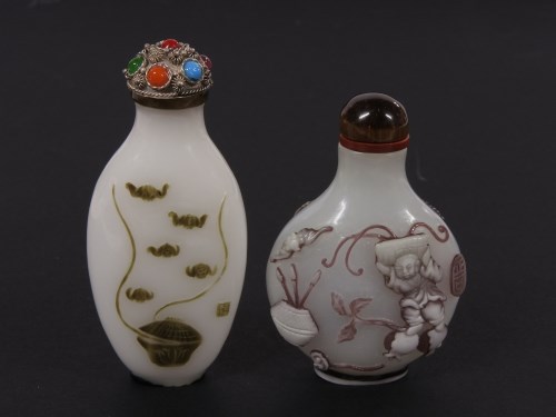 Lot 62 - Two Chinese overlay Peking glass snuff bottles