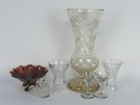 Lot 456 - A Carnival glass bowl together with a large cut glass vase