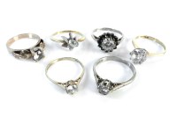 Lot 20 - Two 9ct gold single stone cubic zirconia rings