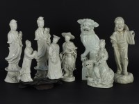 Lot 407 - Six oriental blanc de chine figures