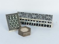 Lot 116 - A carved hardwood and bone card case