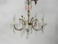 Lot 339 - A fire light glass hanging electrolier with scrolling arms