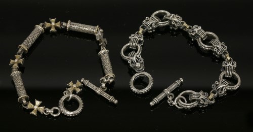 Lot 1010 - A silver and gold ring link bracelet