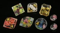 Lot 1029 - A collection of six reverse-painted Lucite brooches