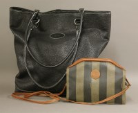 Lot 1281 - A Mulberry black Scotch grain and leather Hellier bucket tote bag