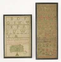 Lot 1241 - A c.18th century embroidered band sampler