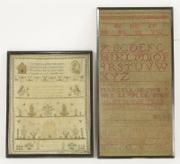 Lot 1242 - An 18th century embroidered sampler