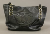 Lot 1278 - A Chanel black caviar lambskin leather shopper