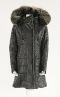 Lot 1172 - A Giorgio & Madrio of Paris black leather padded coat