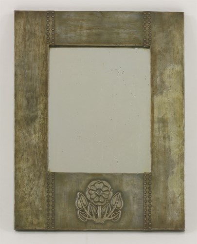 Lot 14 - An Arts and Crafts patinated copper mirror
