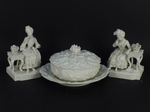 Lot 290 - A pair of 19th century Minton bisque figure groups
