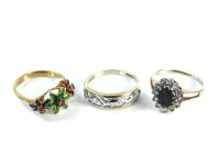Lot 29 - A 9ct gold dyed green quartz and white stone ring