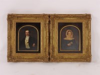 Lot 557 - English School
PORTRAITS OF A VICTORIAN LADY AND GENTLEMAN
oil on card
arched top
20cm x 15.5cm