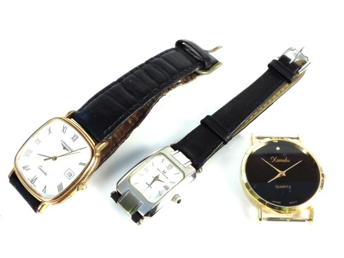 Lot 31 - A gold plated gentleman's Longines quartz strap watch