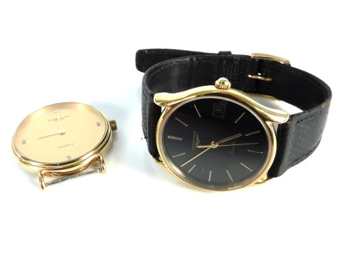 Lot 46 - A gold plated gentleman's Longines quartz strap watch