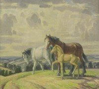 Lot 284 - Harold Dearden (1888-1969)
HORSES IN AN OPEN LANDSCAPE
Signed and dated 1955 l.r.