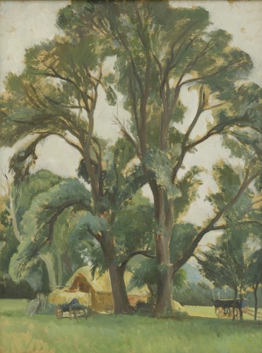 Lot 300 - Gerald Cooper (1898-1975)
LANDSCAPE WITH HAYCARTS
Signed verso