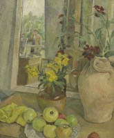 Lot 217 - Humphrey Waterfield (1908-1971)
FLOWERS AND APPLES ON A TABLE