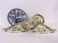 Lot 366 - Two Masons 'Chartreuse' triangular serving dishes