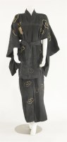 Lot 1150 - A vintage oriental black silk kimono