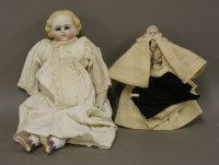 Lot 1244 - A rare German Parian shoulder-headed doll