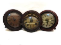 Lot 286A - Three mahogany cased circular postman's wall clocks