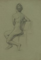 Lot 137 - Sir William Rothenstein (1872-1945)
STUDY OF A SEATED NUDE
Black chalk on blue/green paper
37 x 26cm
