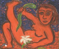 Lot 243 - Eileen Cooper (b.1953)
'WOMAN RESTING WITH SNAKE AND FLOWER'
Signed and dated 1990 verso