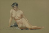 Lot 136 - Vernon De Beauvoir Ward (1905-1985)
A SEATED FEMALE NUDE  
Signed and dated 1953 l.l.