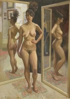Lot 277 - James Horton (b.1948)
STANDING NUDE WITH MIRRORS
Signed and dated '90 l.r.