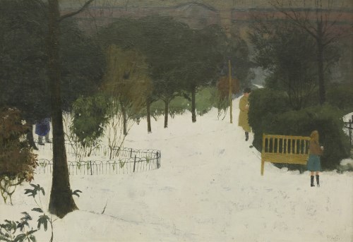 Lot 211 - Margaret Green (1925-2003)
'WINTER IN THURLOE SQUARE'
Signed with initials l.r.