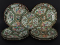 Lot 294 - Nine 19th century Canton enamel Famille rose plates