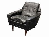 Lot 470 - A 1960's black leather armchair