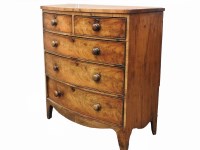 Lot 439 - A Victorian mahogany bow front chest of two over three drawers. 102cm wide