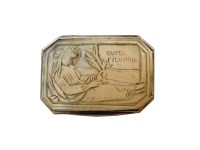 Lot 98 - A mother of pearl silver plated snuff box
