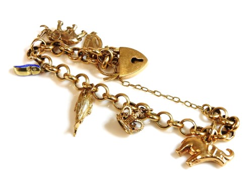 Lot 47 - A Swedish gold belcher charm bracelet