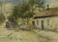 Lot 436A - John Gutteridge Sykes (1866-1941)
TWO CHILDREN ON A LANE NEAR A COTTAGE
Signed l.r.