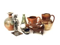 Lot 316 - Four boxes of miscellaneous ceramics and glass to include sprigged stonewares