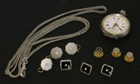 Lot 35 - Three 18ct gold and platinum single stone diamond dress studs