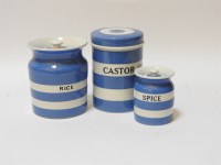 Lot 538 - A collection of T G Green and other blue and white Cornish ware kitchen storage jars