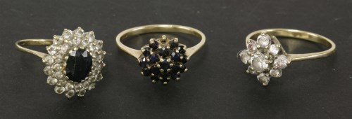 Lot 48 - A 9ct gold sapphire and cubic zirconia ring