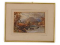 Lot 659 - James Burrell Smith
A MOUNTAINOUS RIVER LANDSCAPE WITH A FIGURE ON A ROCK
Signed and dated 1892 l.l.