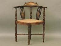 Lot 761 - An Edwardian inlaid rosewood corner chair