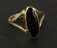 Lot 83 - A 9ct gold Blue John oval cabochon ring