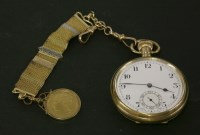Lot 31 - A rolled gold open faced pocket watch