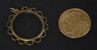 Lot 171 - A 1913 half sovereign in a gold channel set scroll mount