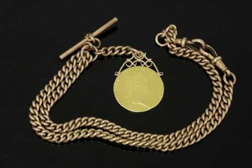 Lot 178 - A 9ct gold curb link double Albert chain